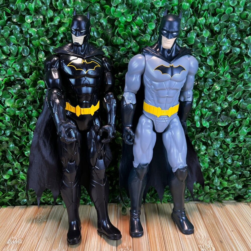 Bundle Of 2 Batman 12'' Action Figure DC Comics With Cloth Cape Black Gray